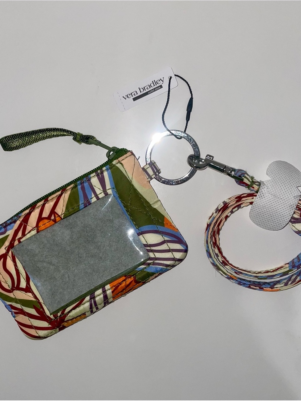 NWT $49 Vera Bradley Multicolor Floral Zip ID Holder with Lanyard